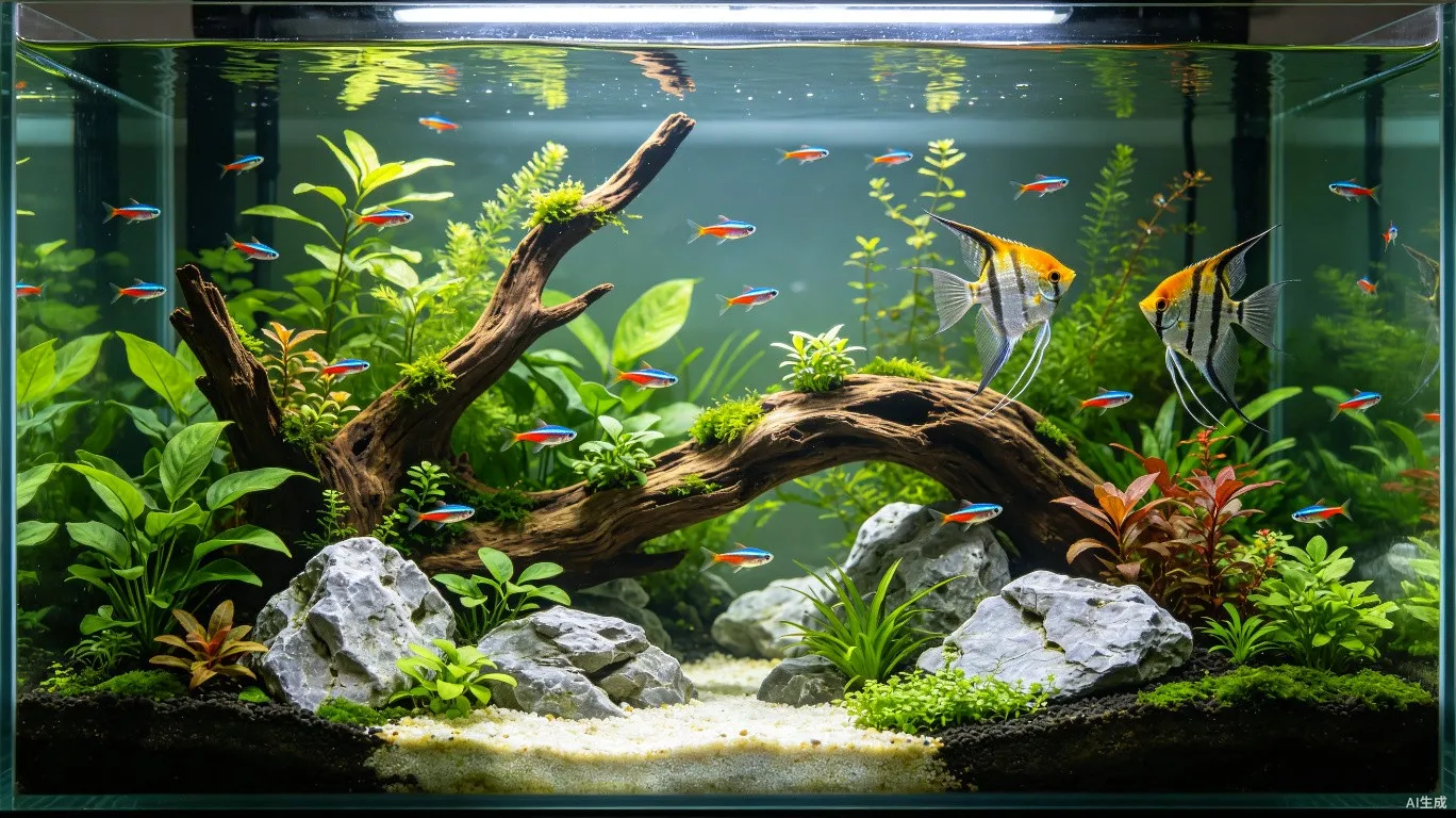 鱼缸自然风造景
